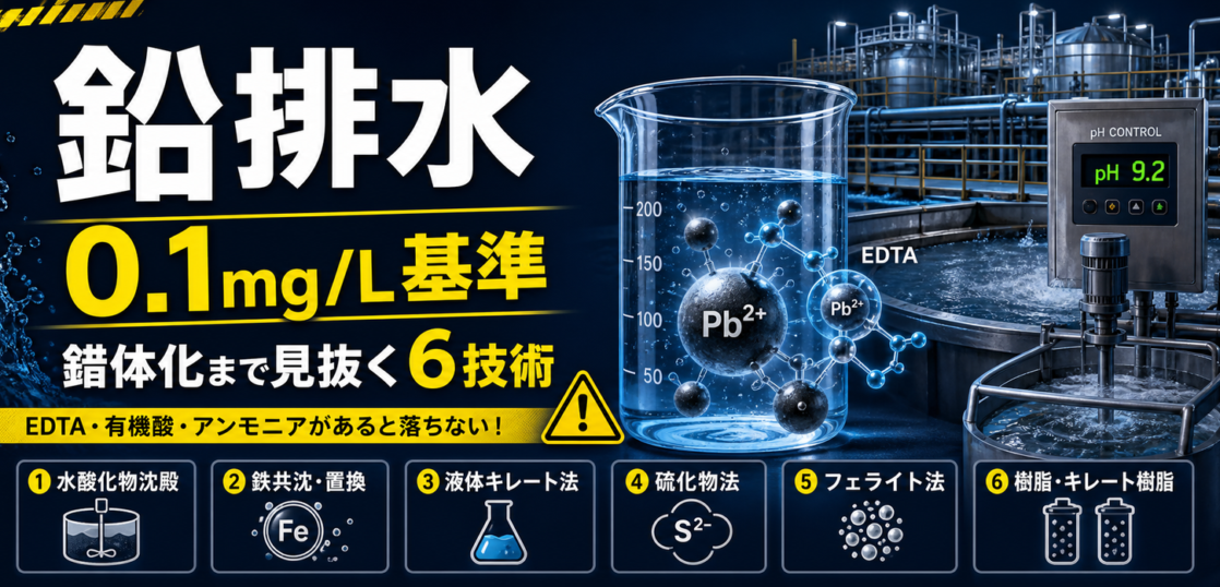 鉛排水を0.1mg/L基準まで処理する6技術と錯体化対策のサムネイル