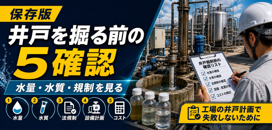 工場で井戸を掘る前に確認すべき5項目を示すサムネイル